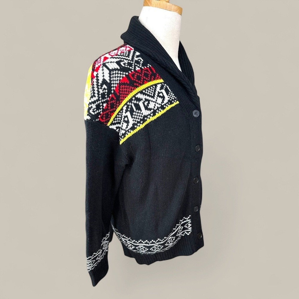 The Kooples Men's Fair Isle Shawl Collar Cardigan Black Patterned Knit - Picture 3 of 13